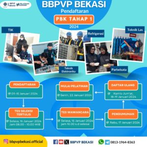 PELATIHAN GRATIS TERBUKA UNTUK UMUM DI BBPVP BEKASI