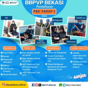 PELATIHAN GRATIS TERBUKA UNTUK UMUM DI BBPVP BEKASI