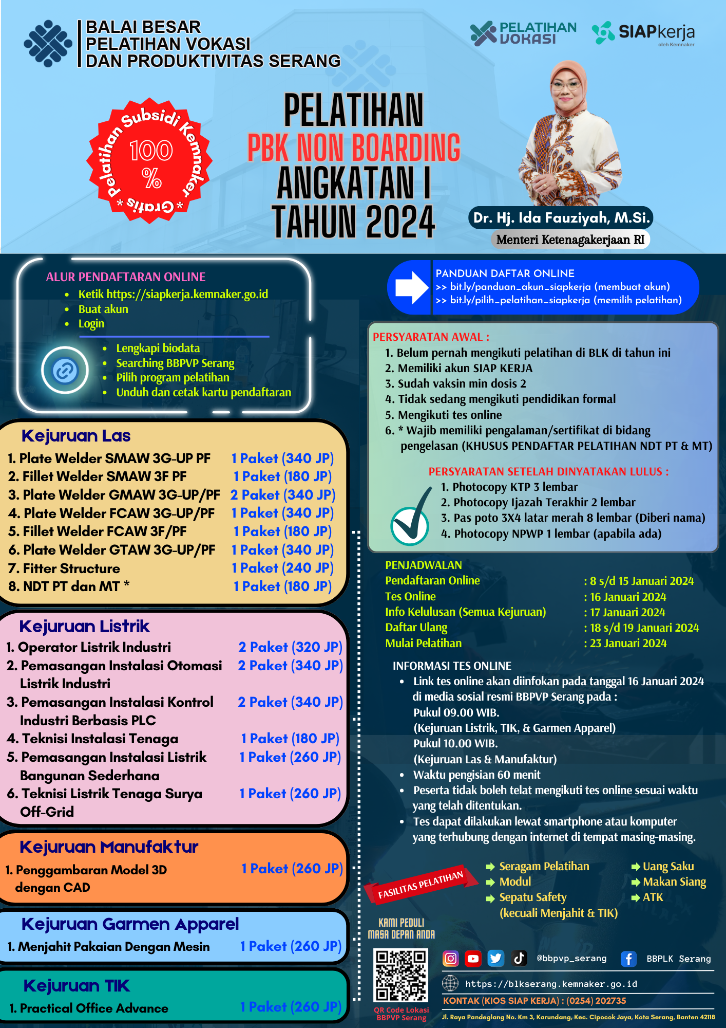 PELATIHAN GRATIS TERBUKA UNTUK UMUM DI BBPVP SERANG