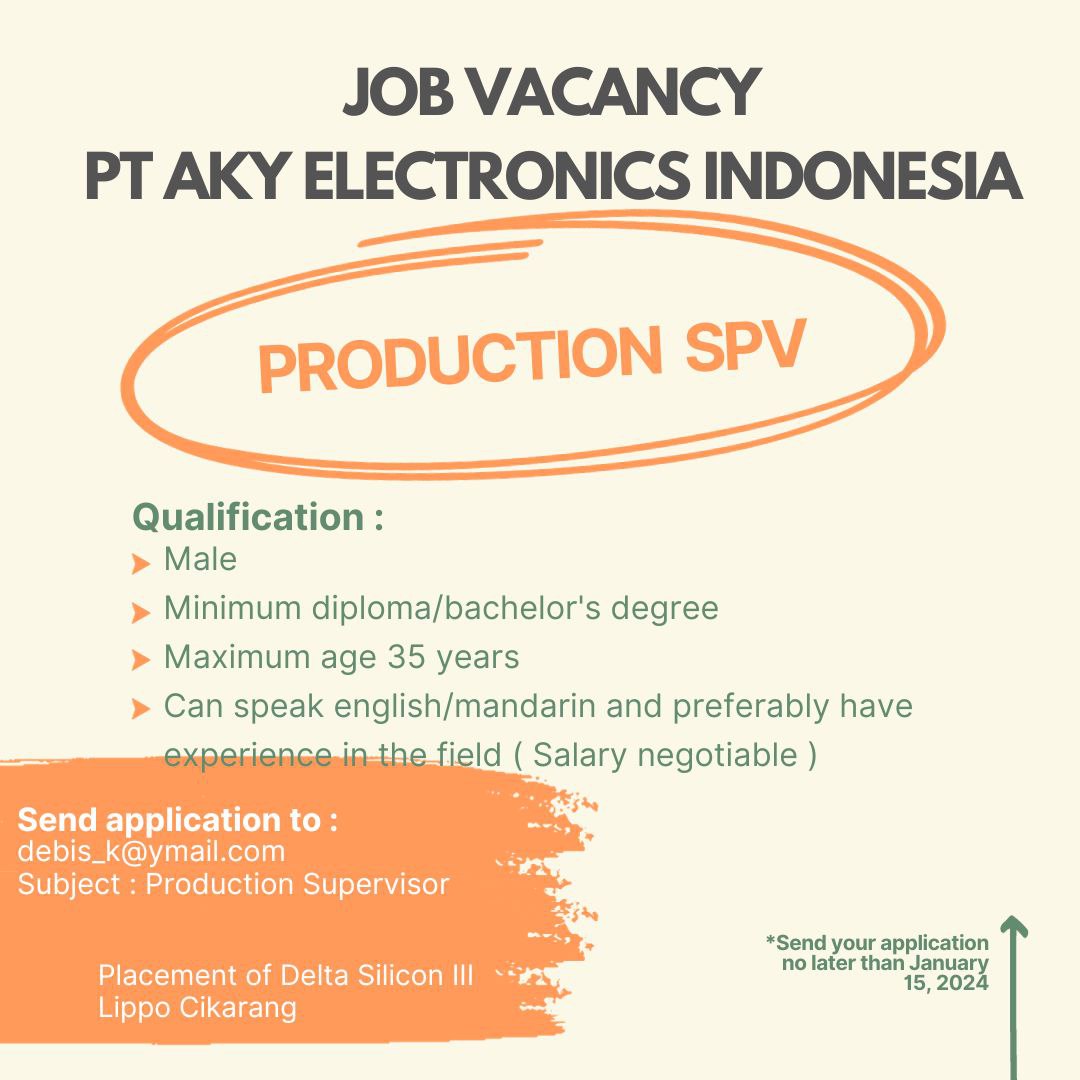 LOWONGAN KERJA PT AKY ELECTRONICS INDONESIA