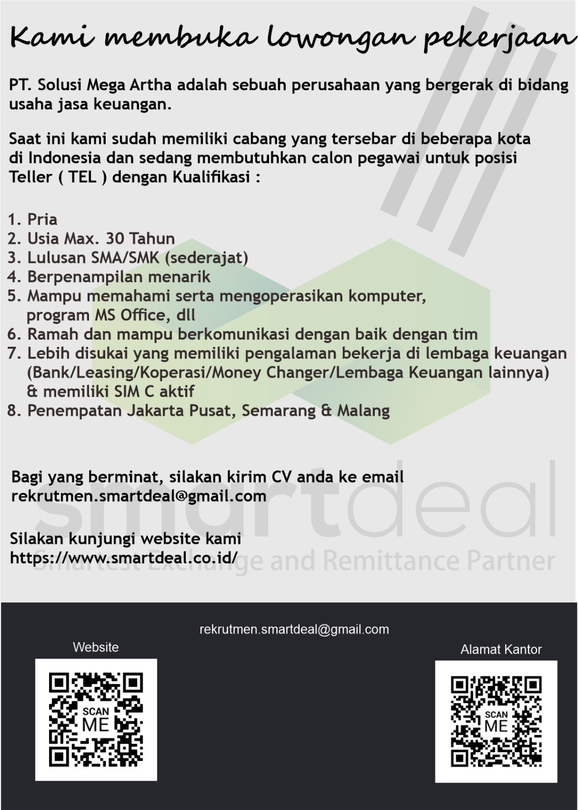 Lowongan Kerja PT. Solusi Mega Artha