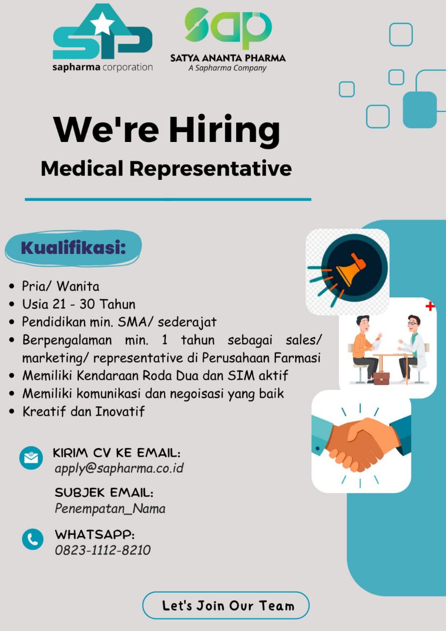 Lowongan Kerja PT. Satya Ananta Pharma (Sapharma)