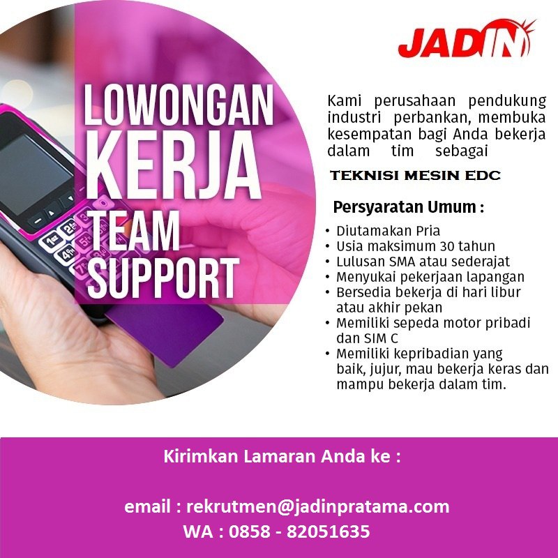 Lowongan Kerja PT. Jadin Pratama