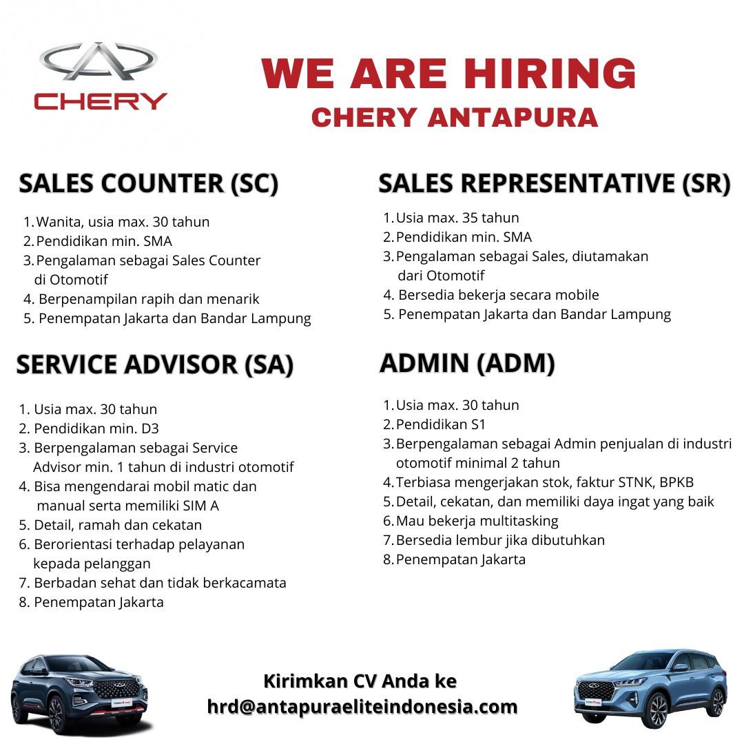 LOWONGAN KERJA CHERY ANTAPURA