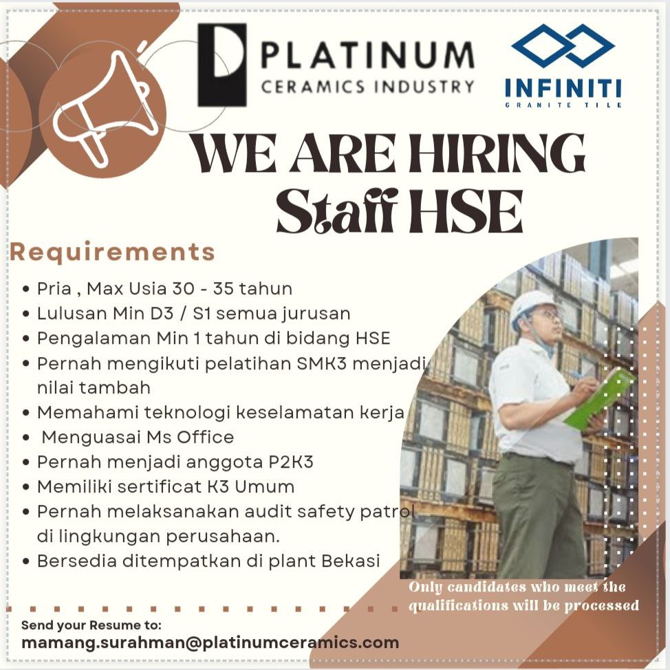 LOWONGAN KERJA PLATINUM CERAMICS INDUSTRY