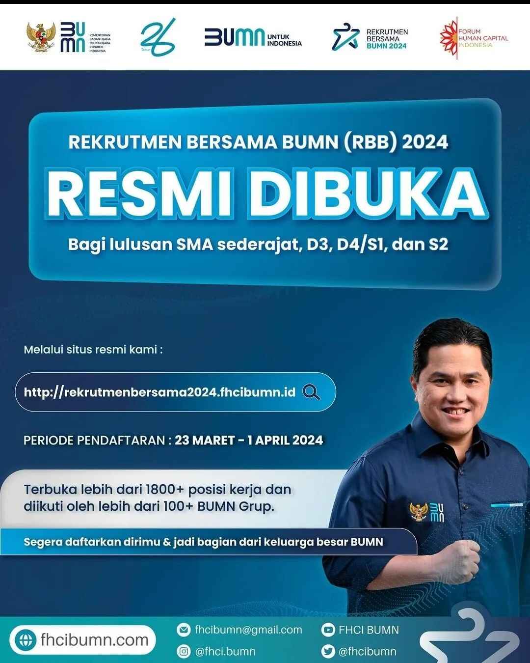 LOWONGAN KERJA KEMENTERIAN BADAN USAHA MILIK NEGARA REPUBLIK INDONESIA (BUMN)
